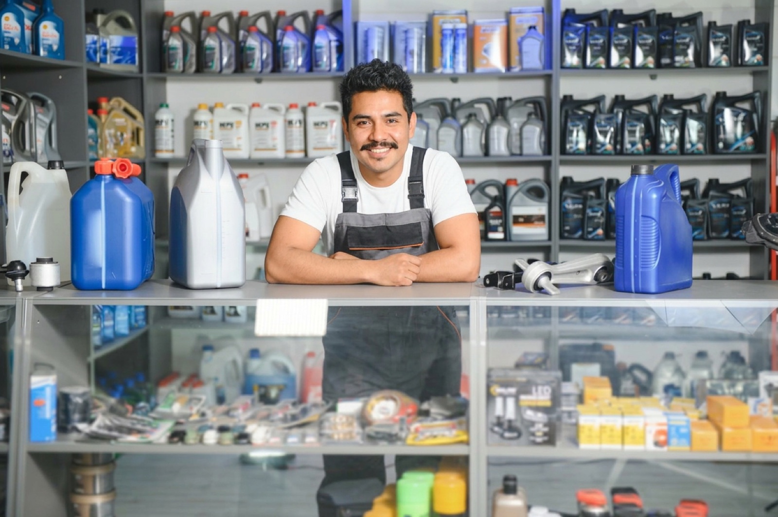 Mostrador y anaqueles de refaccionaria automotriz